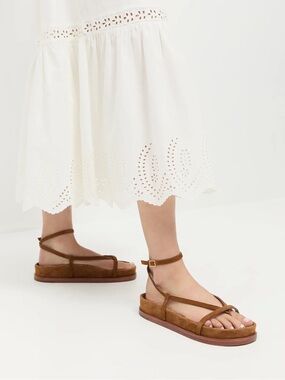 Loeffler Randall Sonny Cacao Suede Wrap Sandals New!